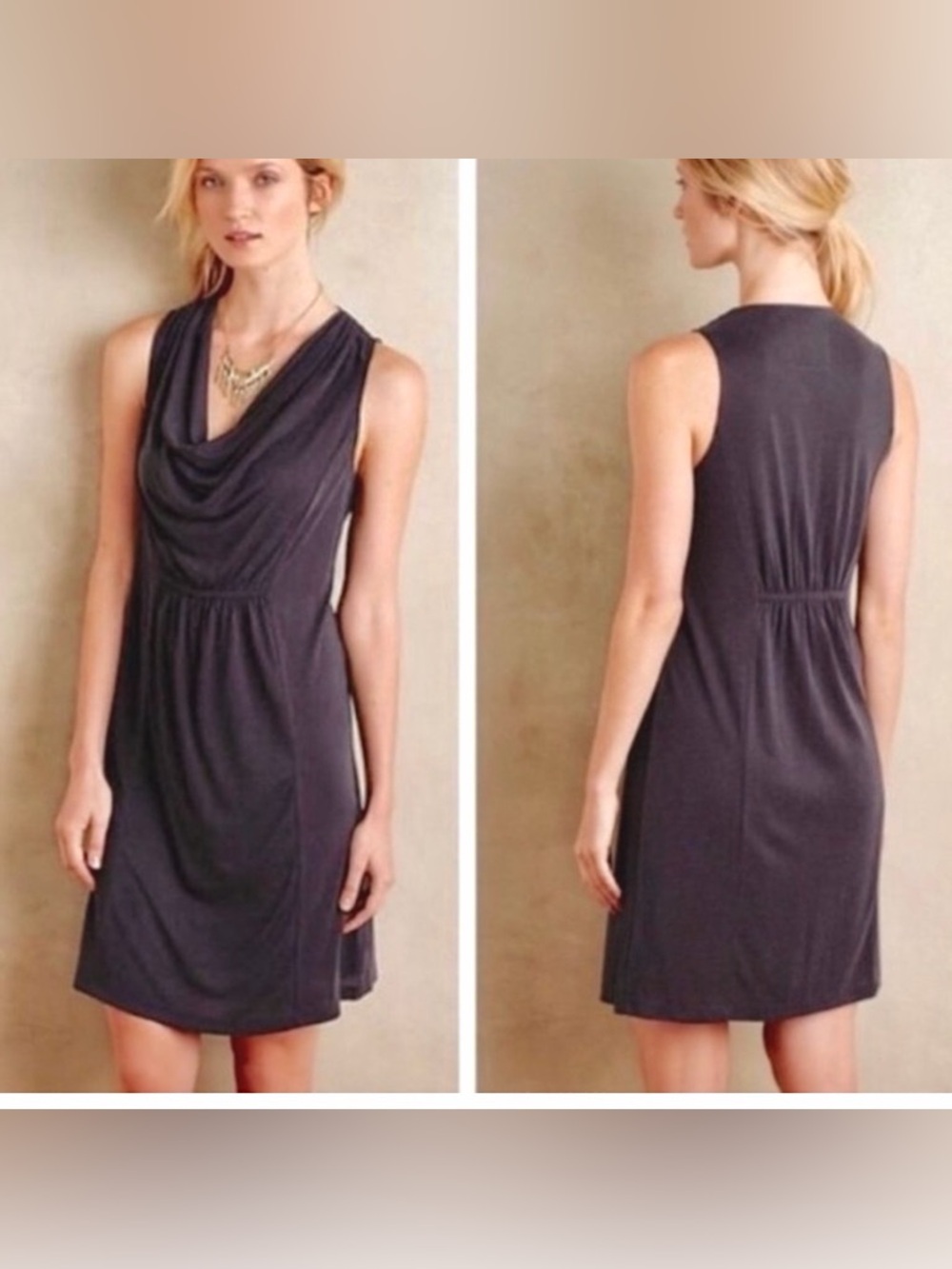 NWT Maeve Cara Cowl Neck Dress  from Anthropologie SZ M Black/Noir